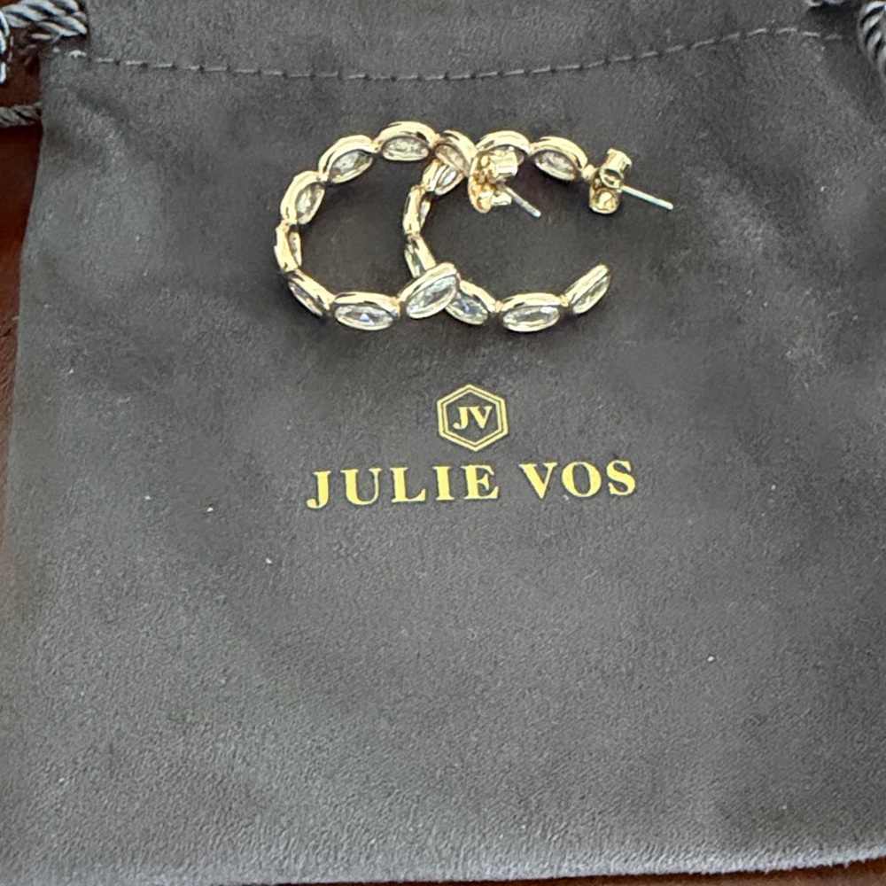 Julie Vos Gold and clear stone  Hoop Earrings